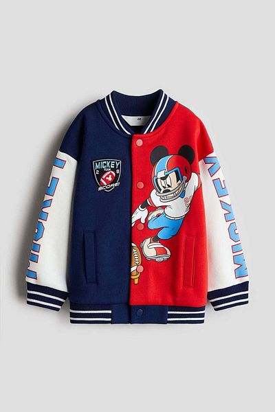 H&M Oversized Printed Baseball Jacket