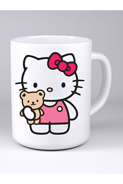 Genel Markalar Hello Kitty Tasarım Kupa Bardak - 300 ml Porselen - Baskılı Kahve & Çay Kupası