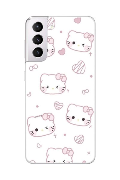 Dali Design Samsung Galaxy S21 Uyumlu Şeffaf Kılıf Hello Kitty Tasarımlı