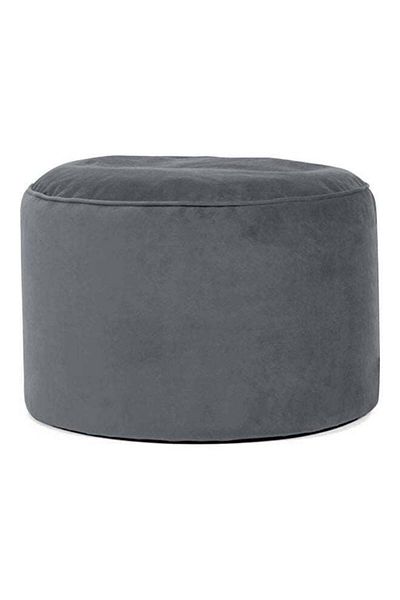 House One Velvet Round Bean Bag Pouffe  - Dark Gray - 60x60x40 cm
