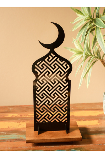 LOWHA حامل ديكور أكريليك على شكل هلال رمضان بنمط إسلامي