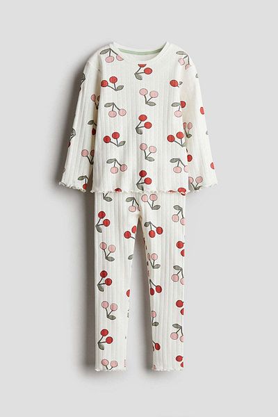 H&M بيجاما قطنية مضلعة