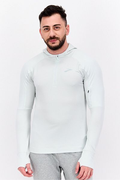 Brooks Men Sportswear Fit Long Sleeves Running Sweatshirt, Light Grey