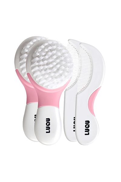 LUQU BABY Comb and Brush Set-Pink-Pack of 2