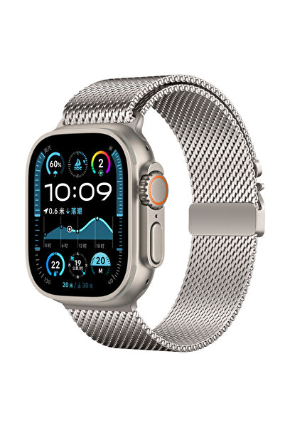 morfide ساعة أبل الترا 49 ملم متوافقة مع Zore KRD-121 سلك شبكي معدني