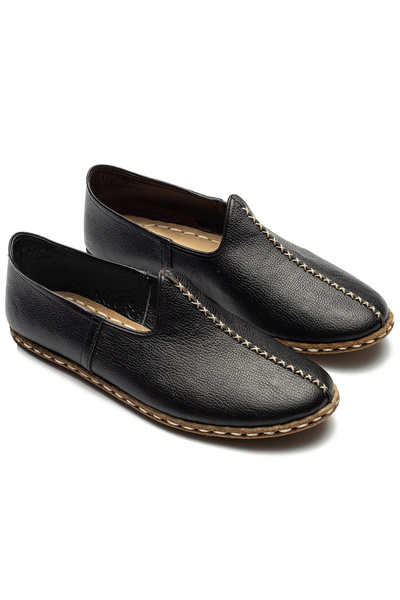 YEMENİCİ NİYAZİ USTA Erkek Hakiki Deri El Yapımı Siyah Yemeni - Geleneksel & ...