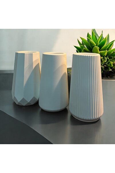 Roses MİNİ VAZO SETİ 3 PARÇA TAKIM BETON OBJE HEDİYELİK EŞYA