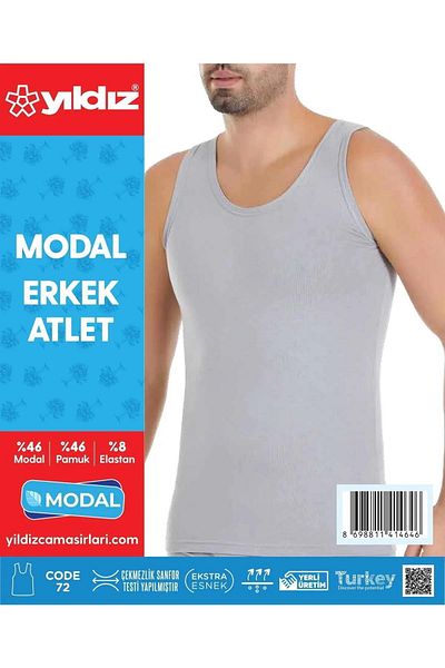 YILDIZ Yıldız Men's Modal Lycra Strappy Undershirt 70/74 - 6 Pieces