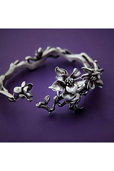 Choice سوار نسائي صيفي من الفضة بتصميم مستقل مصنوع يدويًا من الماغنوليا رائع ...