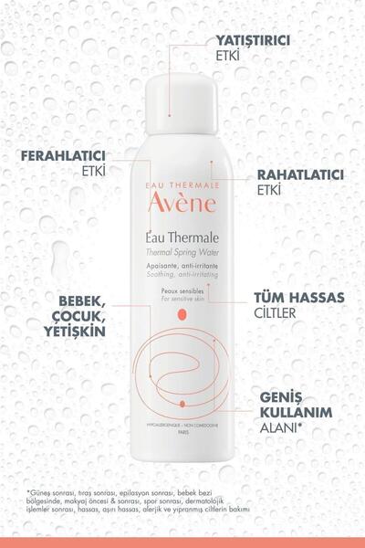 Avene Tüm Cilt Tipleri İçin Kullanıma Uygun Yatıştırıcı, Rahatlatıcı Orta Boy Avène Termal Su 150 ml x2