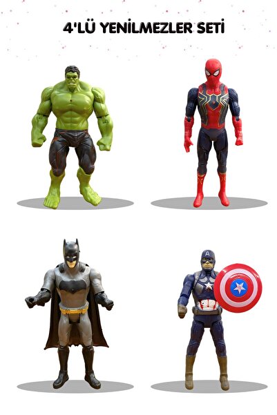 MASEN TOYS 4'LÜ YENİLMEZLER SETİ BATMAN SPİDER MAN KAPTAN AMERİKA HULK HAREKE...