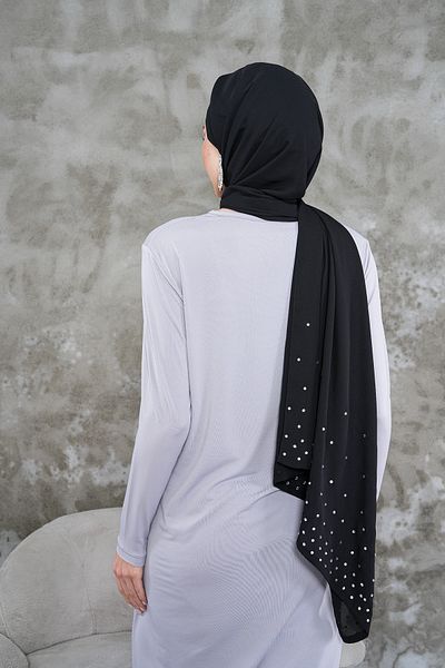 AGH Değerli Hediyeler Πολυτελές σάλι με πέτρινα αξεσουάρ Crepe Chiffon Χειροποίητο σάλι με κομψή στάση