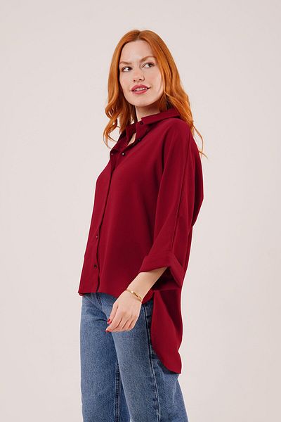 Viyamo Cămașă roșie Claret cu mânecă liliac