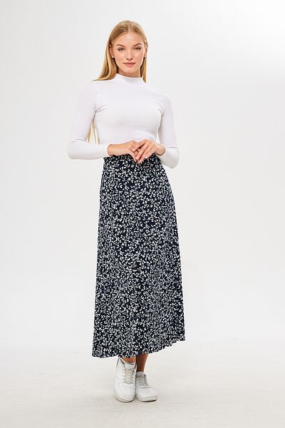 RTBUTİK Fusta plisată Hijab cu model floral, Fusta lungă, Fusta Hijab, Cadou pentru mamă, Cadou pentru iubit
