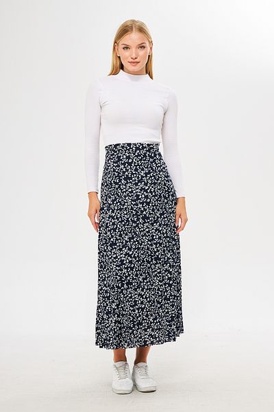 RTBUTİK Fusta plisată Hijab cu model floral, Fusta lungă, Fusta Hijab, Cadou pentru mamă, Cadou pentru iubit
