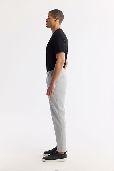 Avva Men's Light Gray Slim Fit Elastic Waist Bi Stretch Fabric Trousers A51Y3077