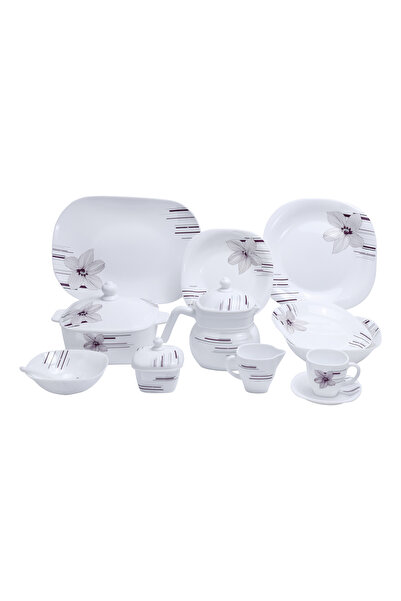 ROYALFORD RF9759 97Pcs Opal Ware Dinner Set Plates, Bowls, Spoons, Cup & Saucer Tea Pot