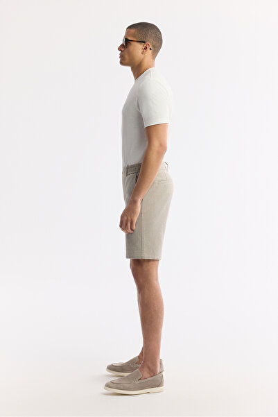 Avva Erkek Bej Yanı Lastikli Gofreli Bi-Stretch Slim Fit Chino Şort A51Y3730