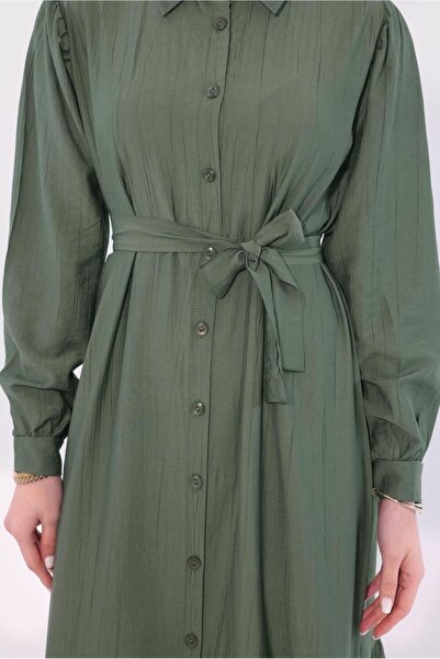 TRENDTESETTÜR Women's Khaki Belted Dress t 6974