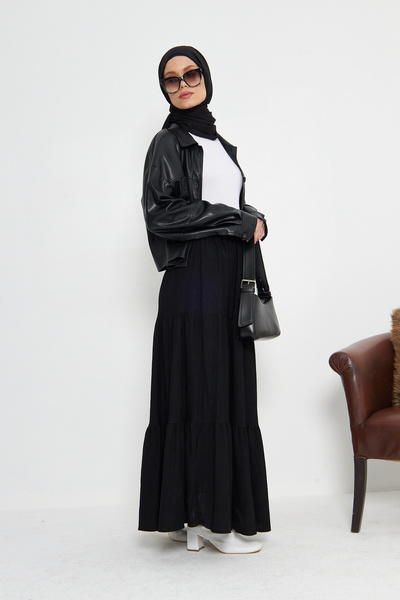 RTBUTİK Πολυεπίπεδη μουσουλμανική φούστα, φούστα 3 στρώσεων, μακριά φούστα, γυναικεία φούστα δώρου, κομψή φούστα, μουσουλμανική φούστα