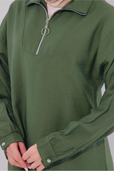 TRENDTESETTÜR Women's Khaki Zippered Pants Suit t 5274