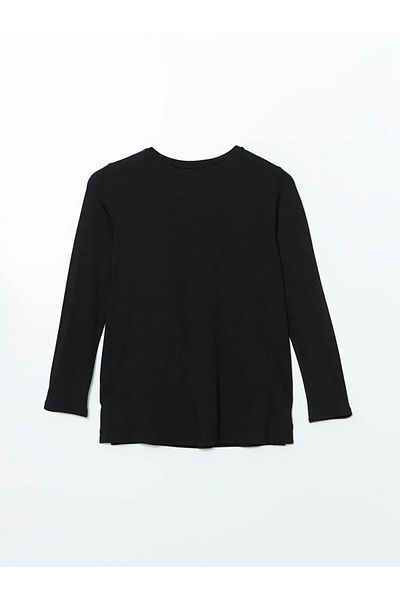 LC Waikiki Lcw Grace Black Crew Neck Rhinestone Women's Blouse