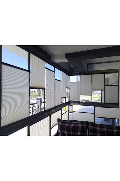 Kidmex Adhesive System Glass Balcony Curtain White Pleat Curtain No Holes - Office Curtain - Kitchen Curtain