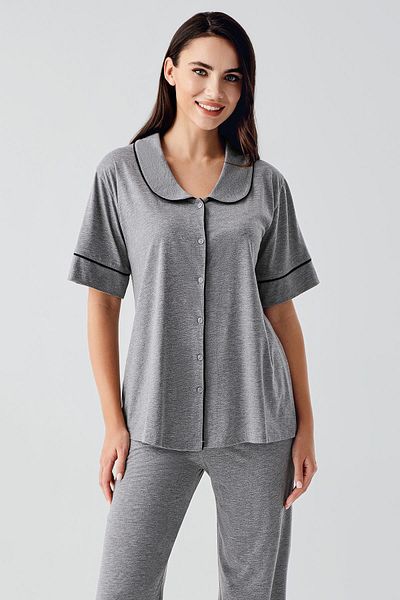 Artış Baby Lapel Buttoned Short Sleeve Cotton Pajamas Set