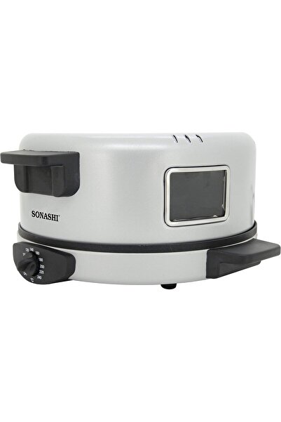sonashi صانعة خبز عربي وبيتزا 2 في 1 - درجة حرارة قابلة للتعديل 180-240 درجة مئوية، طبق طهي سميك مصبوب، 1800 واط