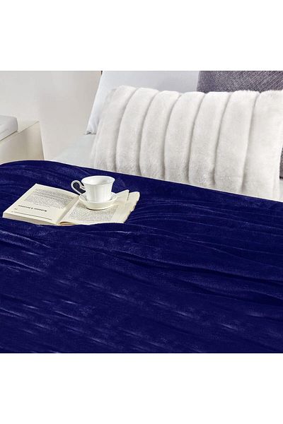 COOYA Fleece Blanket, Super Soft Bed Blanket Plush Cozy Lightweight Flannel Blankets, Dark Blue 200x230cm