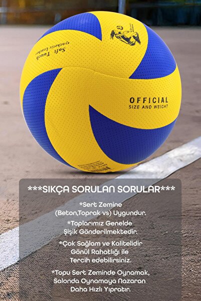 Telvesse Laminated Volleyball Ball - Soft Touch, 8 Panels Yellow-Blue, 280 Grams for Concrete Floor