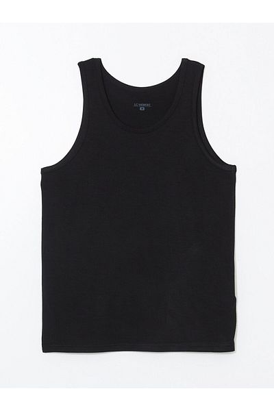 LC Waikiki Black U Neck Combed Cotton Men's Premium Undershirt 2 Pack