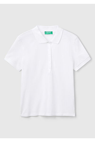 United Colors of Benetton Γυναικείο μπλουζάκι πόλο με λεπτή εφαρμογή με λογότυπο στο μπροστινό μέρος