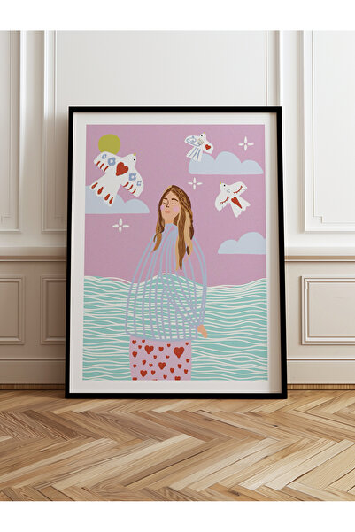 HOMEPACK Tekli Ahşap Çerçeveli Tablo Tek Parça Poster Tablo TK/954