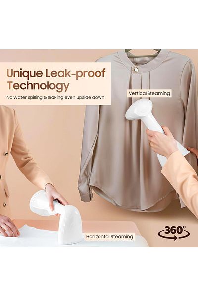 COOYA Steamer Iron, 1500W Fast Heat Up Portable Wrinkles Remover with 300ml Water Tank, White