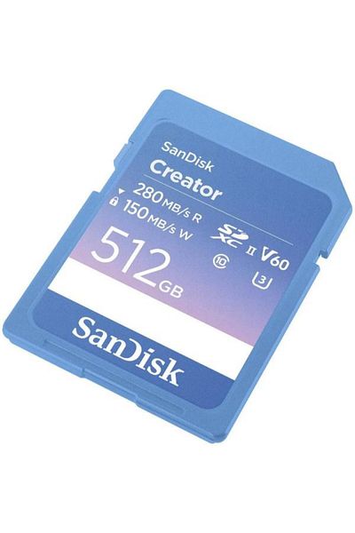 SanDisk Creator 512Gb Sdsdxep-512G-Gncis 280Mb/S Uhs-Ii Sdxc 6K-4K Uhd V60 Memory Card