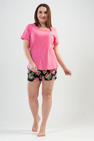 VİENETTA Set de pijamale Vienetta pentru femei cu mâneci scurte Capri Plus Size