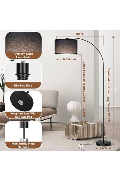 COOYA Floor Lamps for Living Room, Adjustable Hanging Drum Shade, LED Floor Lamp for Bedroom Office