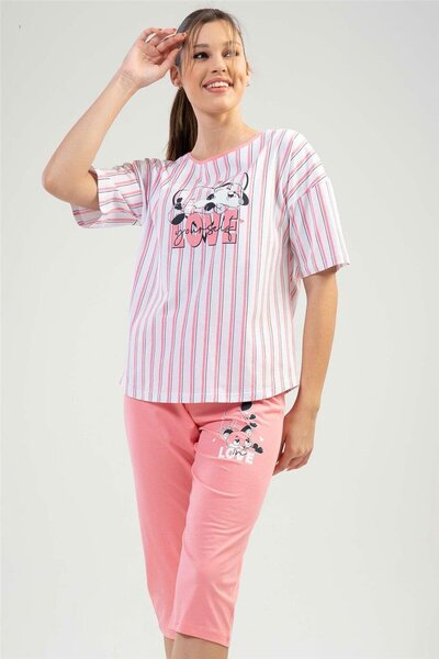 VİENETTA Vienetta Kadın Kısa Kollu Kaprili Pijama Takımı