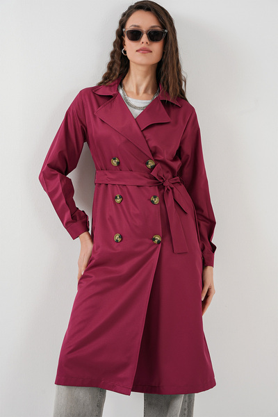 Bigdart 5853 Double Breasted Collar Trench Coat - Claret Red