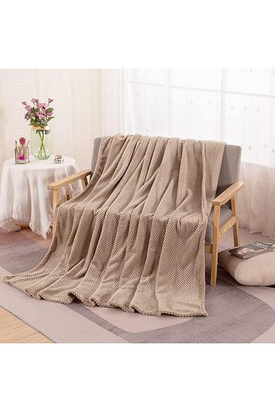 COOYA Plush blanket, Soft Warm Throw Blanket for Couch, Cozy Fuzzy and Lightweight, Khaki 150 * 200CM
