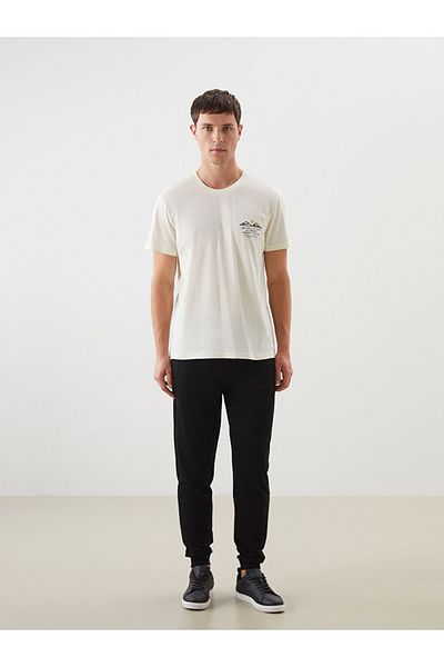 LC Waikiki Ανδρικό μπλουζάκι LCW Crew Neck με εμπριμέ χτενισμένο βαμβάκι