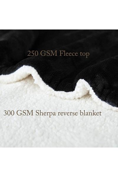 COOYA Sherpa Fleece Blanket, Super Soft King Size Fleece Throw Blankets for Couch (200x230cm, Black)