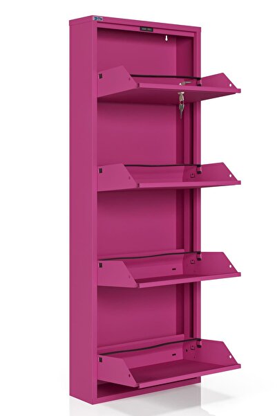 Ceha Kilitli 4'lü Metal Ayakkabılık - Pembe