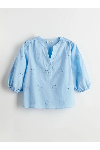 LC Waikiki Bluză de damă LCWAIKIKI Classic Blue Runaway Guler cu model propriu