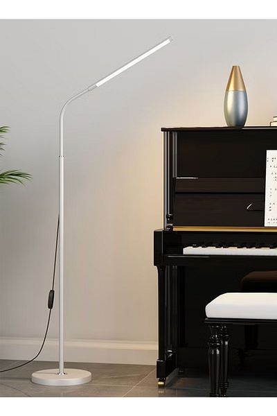 COOYA مصباح أرضي LED بطول 140 سم، مصباح دراسة عمودي لحماية العين، رقبة مرنة، إضاءة قابلة للتعتيم (أبيض)