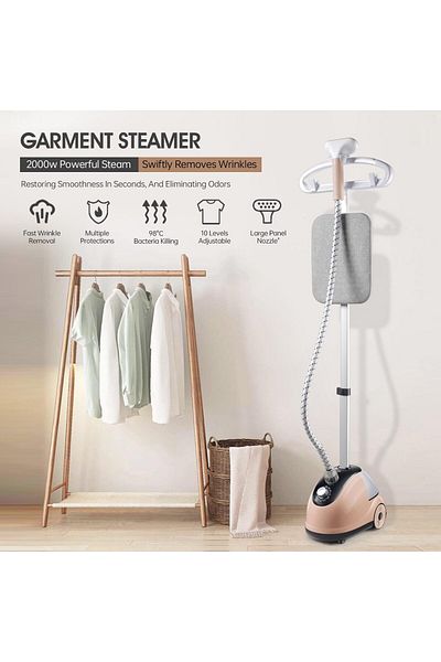 COOYA Stand Steamer, Double Pole, 1800w with 10 Level Adjustment and Ironing Board, 36g/Min Steam Rate