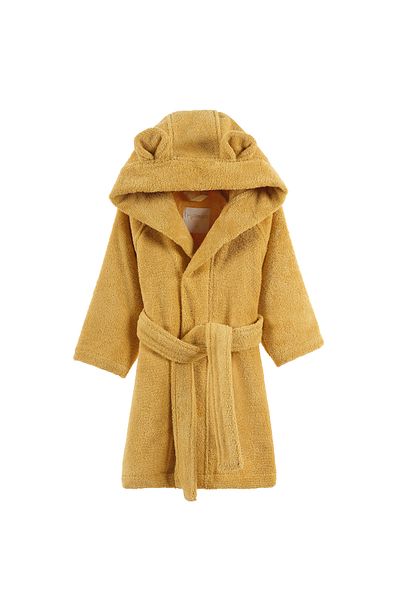 İrya Organic Cotton Children's Bathrobe Tiny Bear Mustard