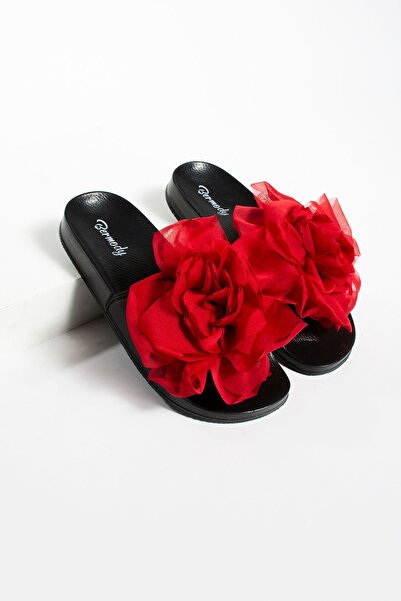 Bermody Heidi Women's Red Floral Non-Slip Sole Comfortable Stylish Comfortable Daily Slippers