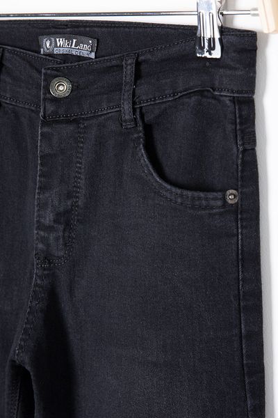 Cansın Mini Black Skinny Leg Boy's Jean Trousers with Text Printed on the Back 20419